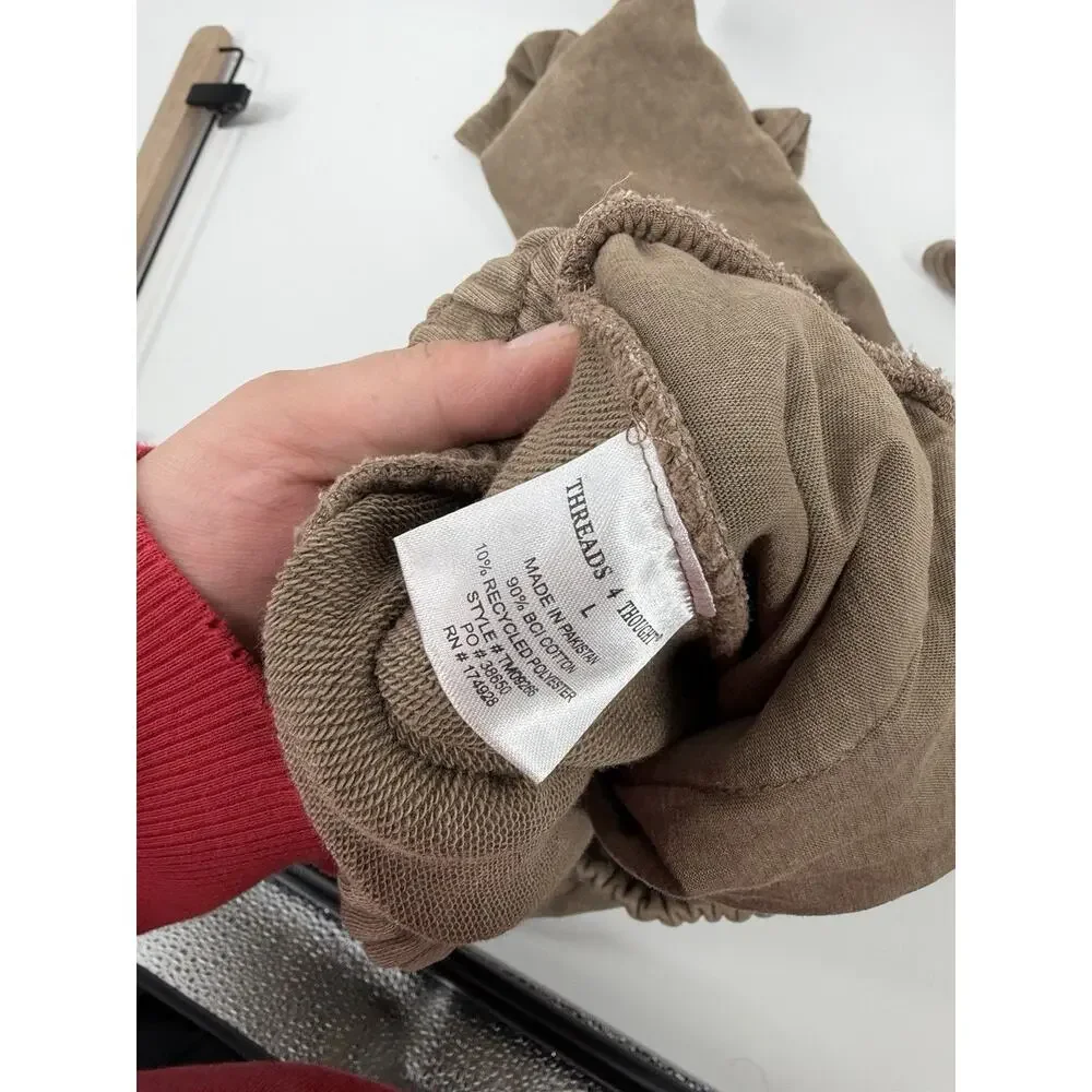 Threads 4 Thought Men's Brown Large Kevin Mineral Wash French Terry Pants NWT